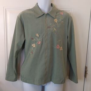 Teddi vintage green long sleeve jacket with appliques, beading, an embroidery